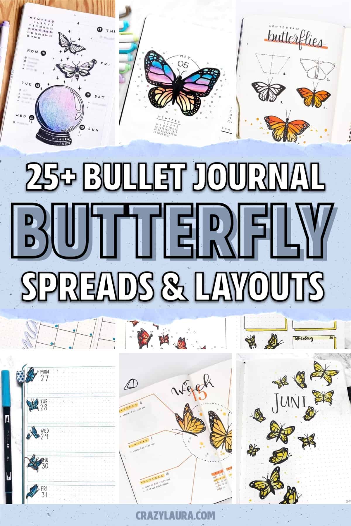 journal themes with butterfly doodles