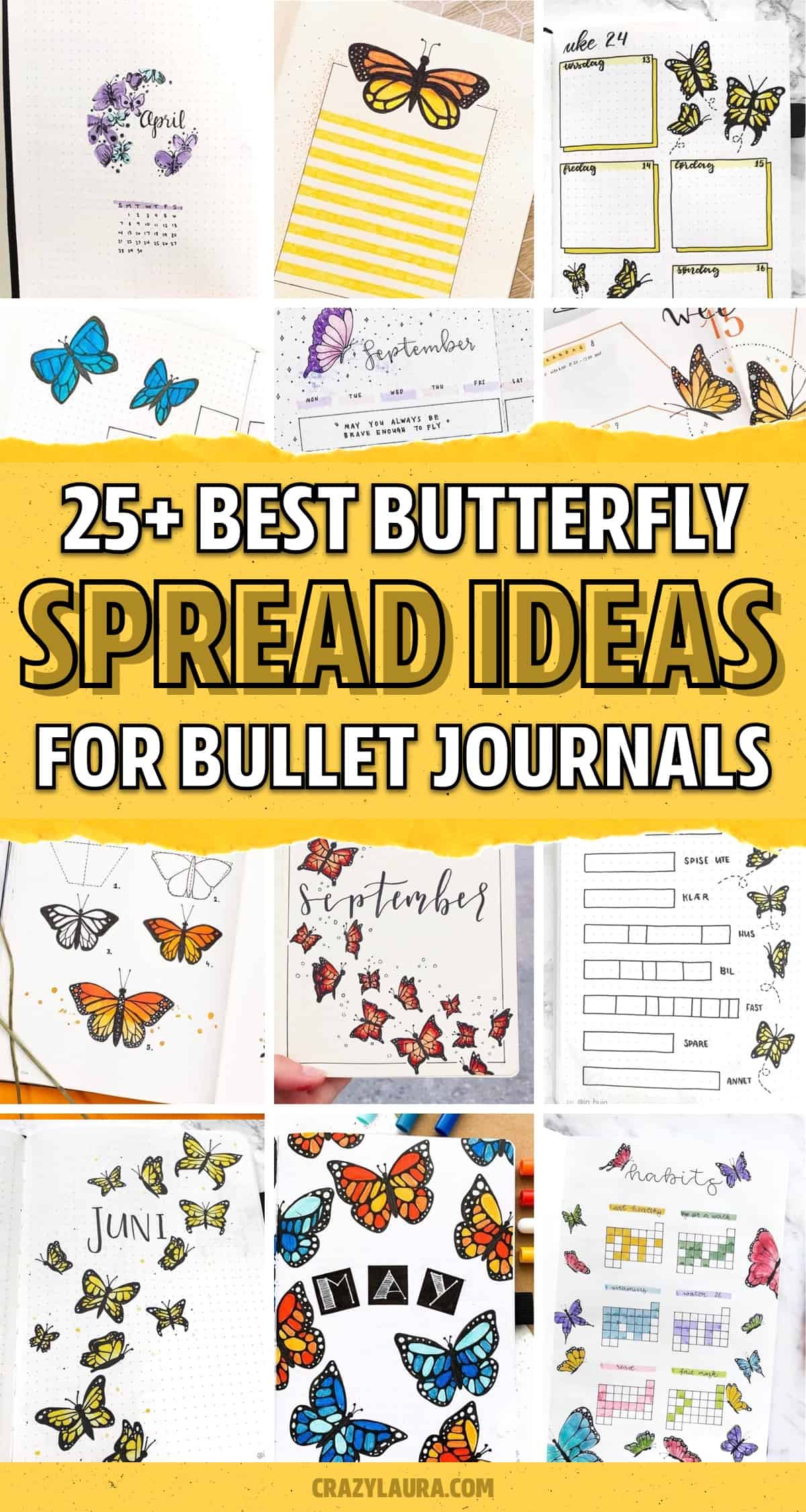 bujo spread ideas with butterfly theme