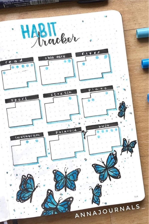 bujo tracker with butterfly theme