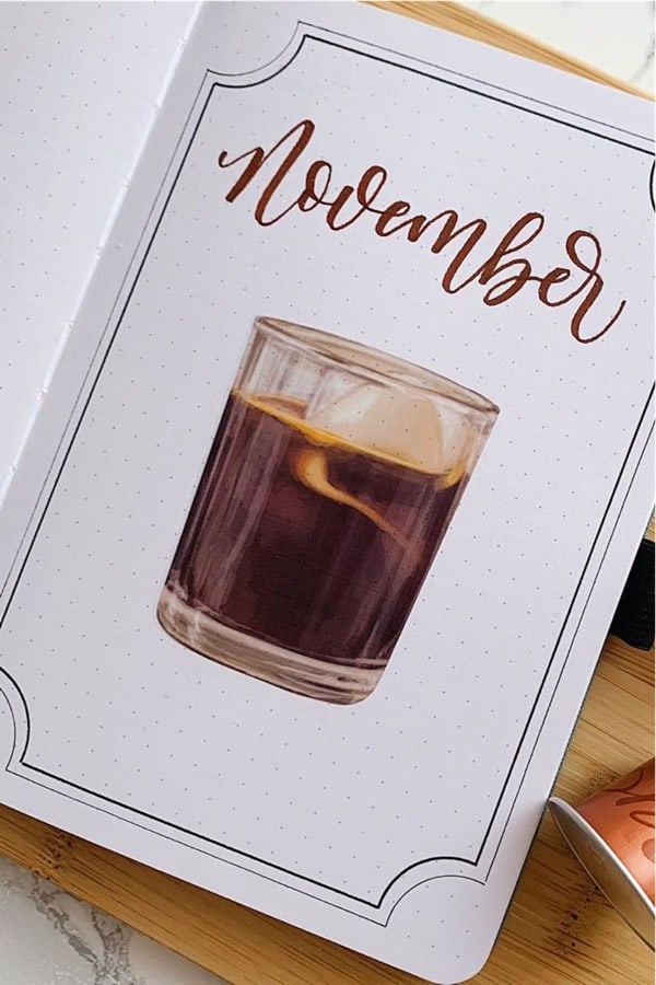 monthly cover with coffee drawing