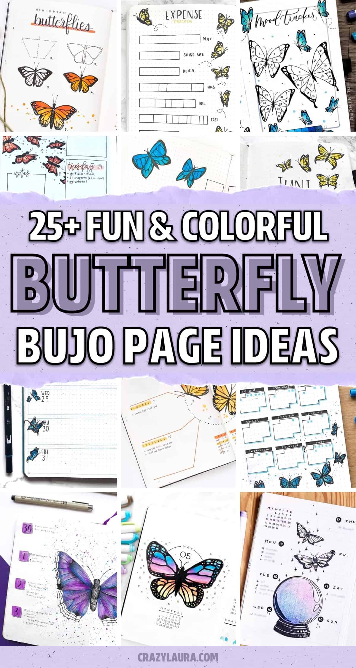 creative ideas for butterfly bullet journal spreads