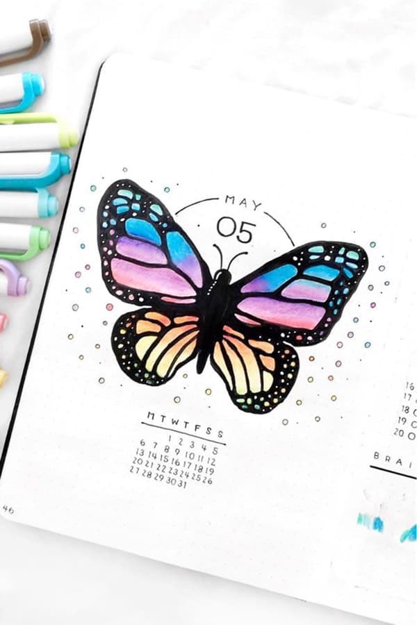 bullet journal cover with butterfly theme