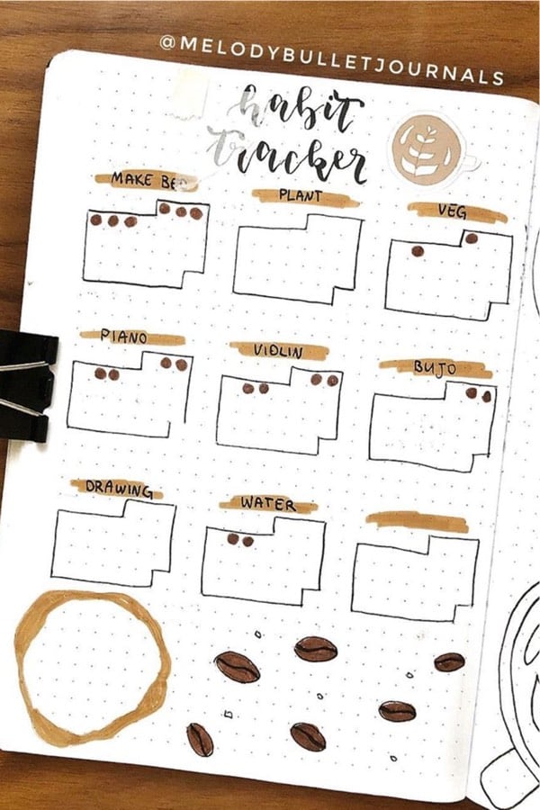 bullet journal with espresso theme
