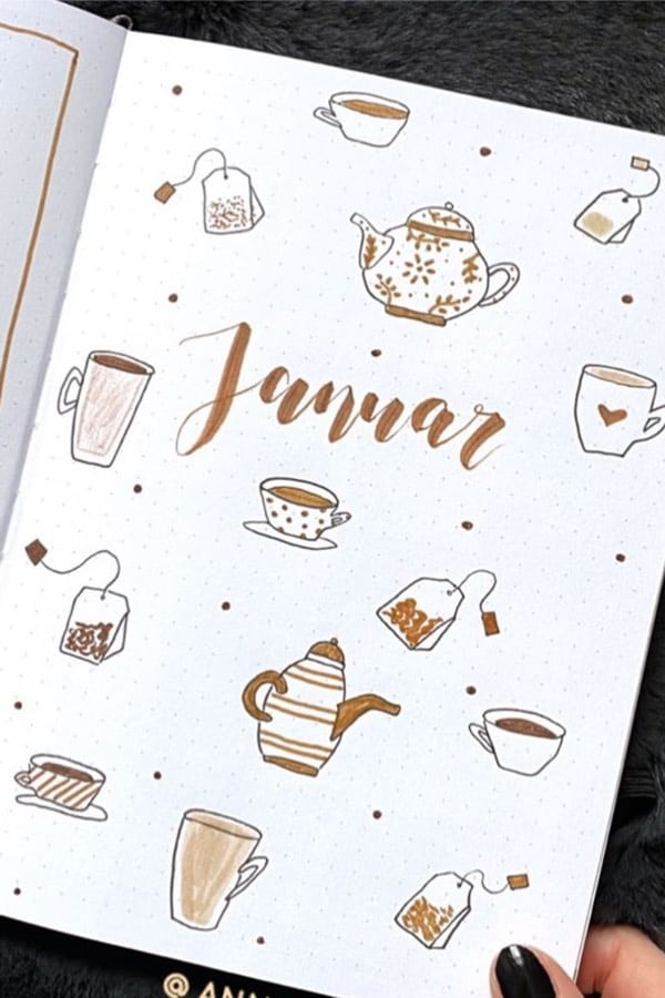 bullet journal cover with cappuccino