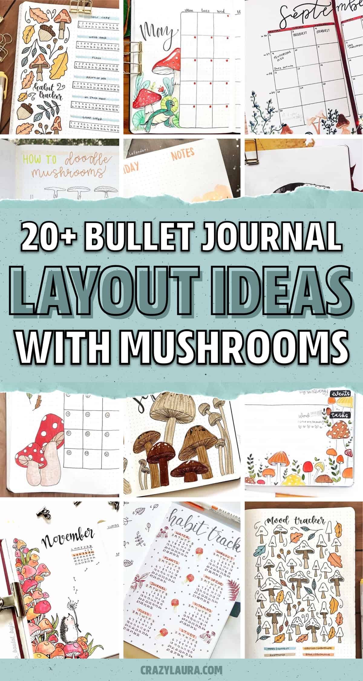 mushroom autumn bujo theme examples