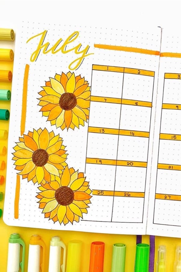 july spread with sunflowers