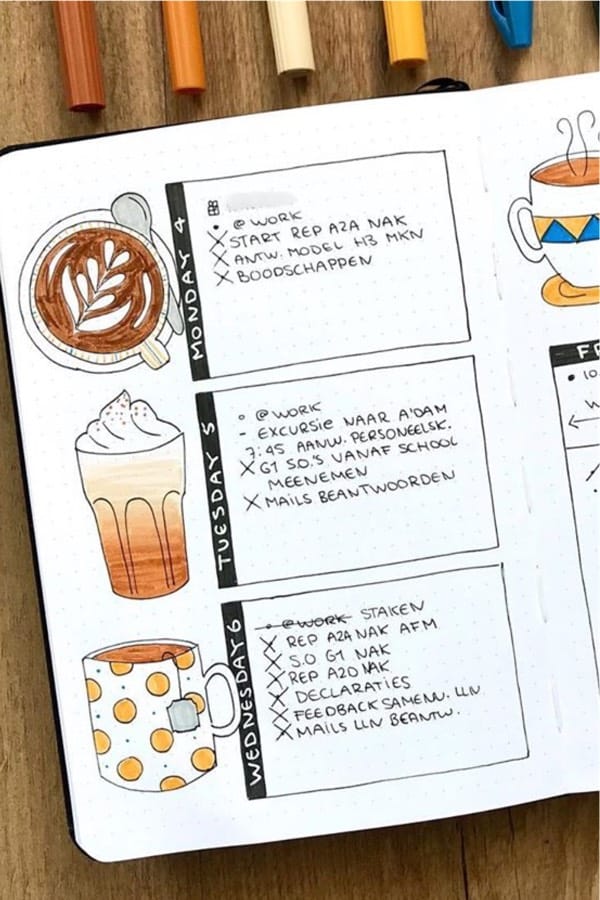 bujo coffee theme examples
