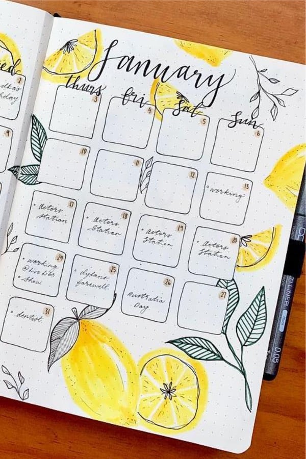 creative lemon monthly layout