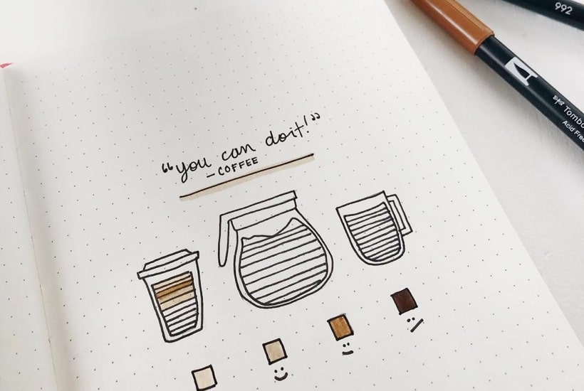 25+ Coffee Themed Bullet Journal Spreads For Inspo