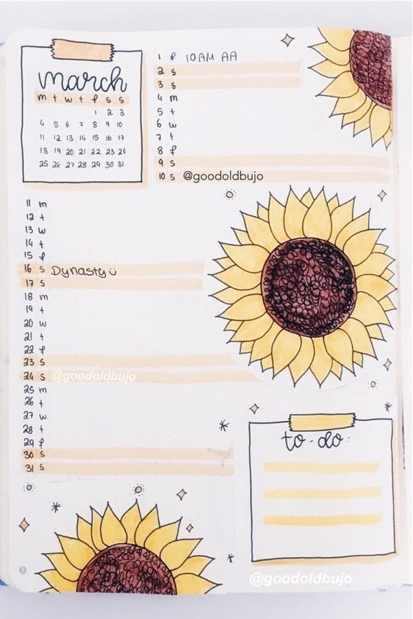 sunflower bullet journal sticker