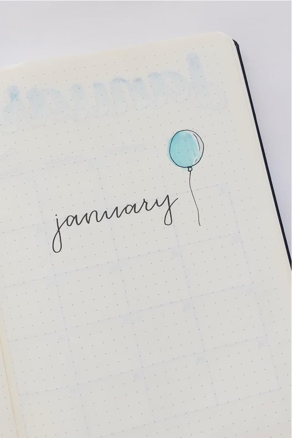 bujo cover page for jan