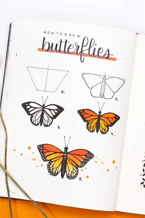 butterfly bullet journal doodle