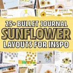 easy sunflower bullet journal page ideas