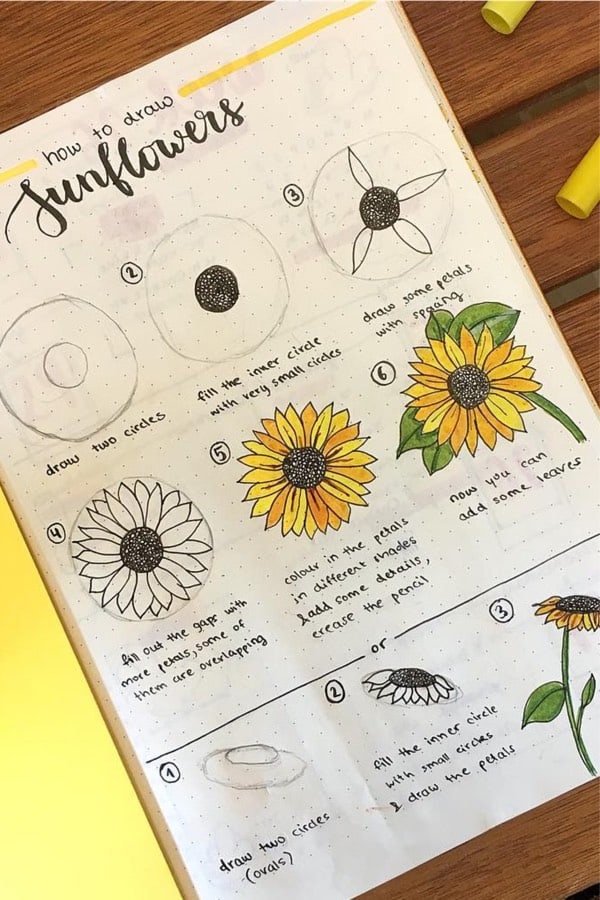 doodle tutorial for sunflowers