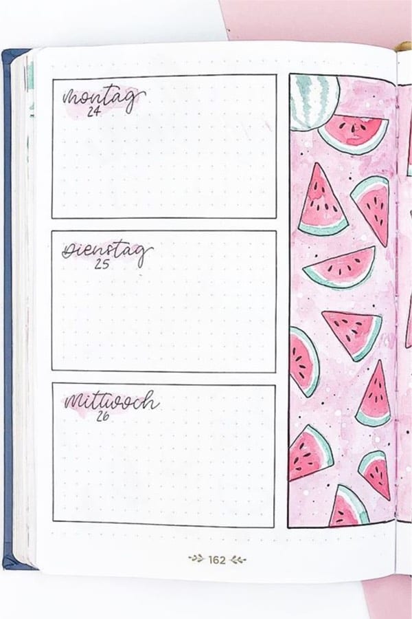weekly spread with watermelon theme