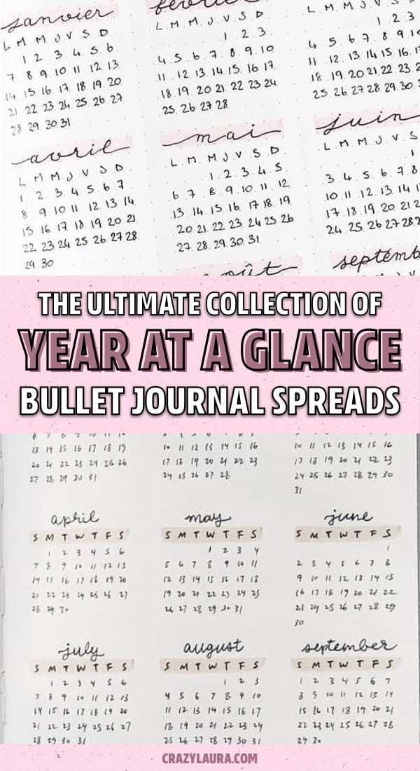 simple year at a glance layouts