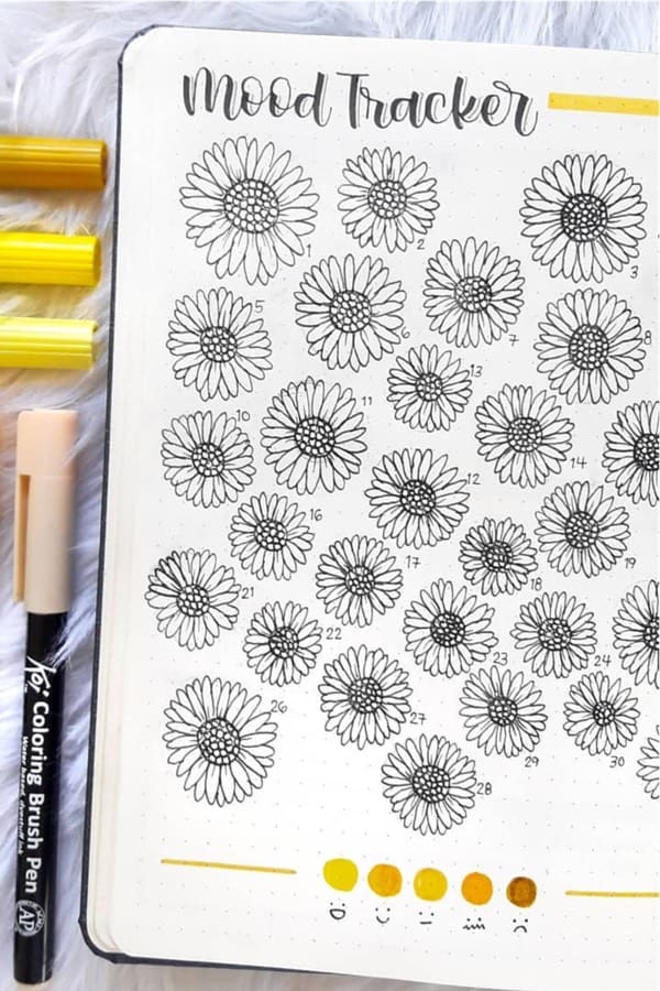 sunflower inspiration for bullet journal