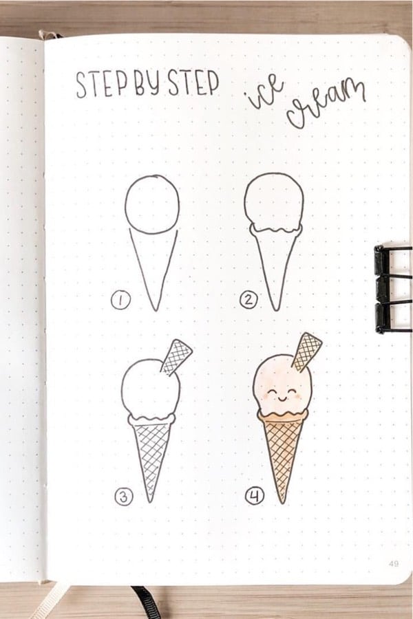 doodle tutorial for bujo ice cream