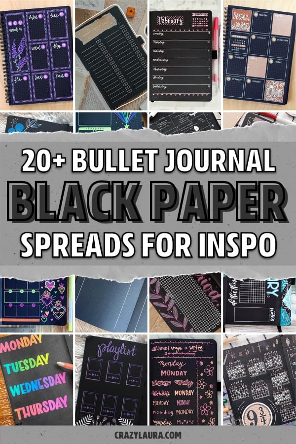 black paper bujo inspiration