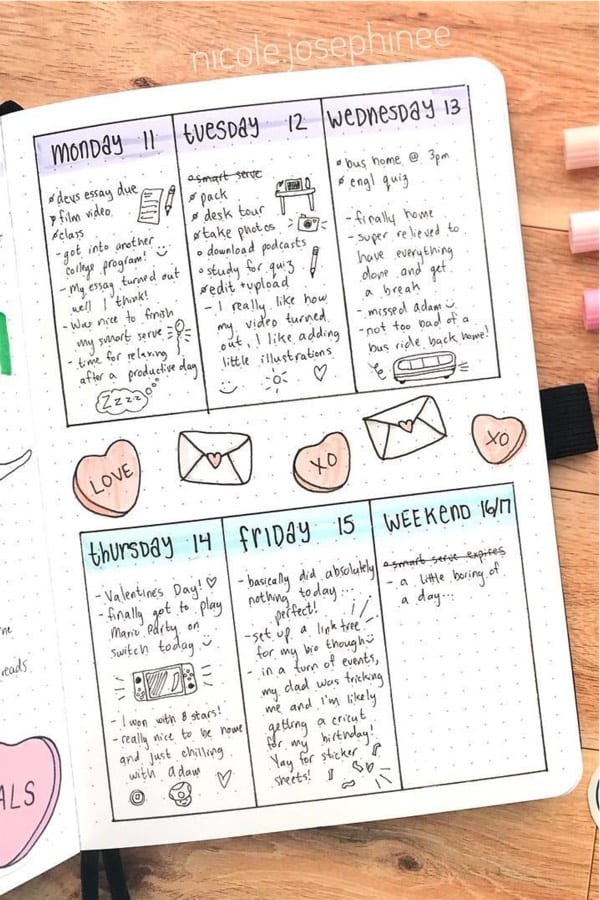 heart themed bullet journal ideas