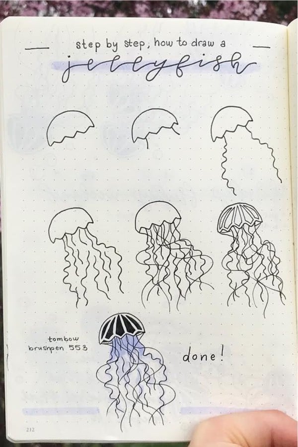 easy doodle tutorial for jellyfish