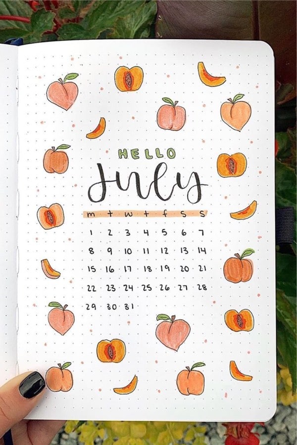 peach theme bullet journal page