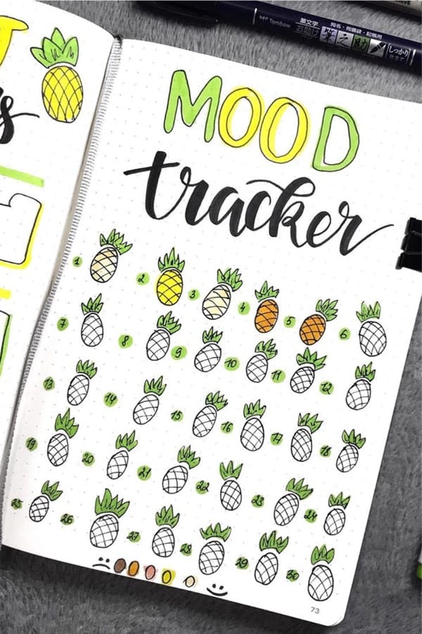 pineapple doodles for mood tracker
