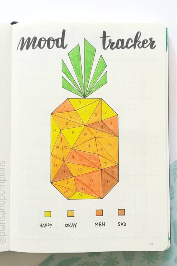 geometric pineapple themed mood spread