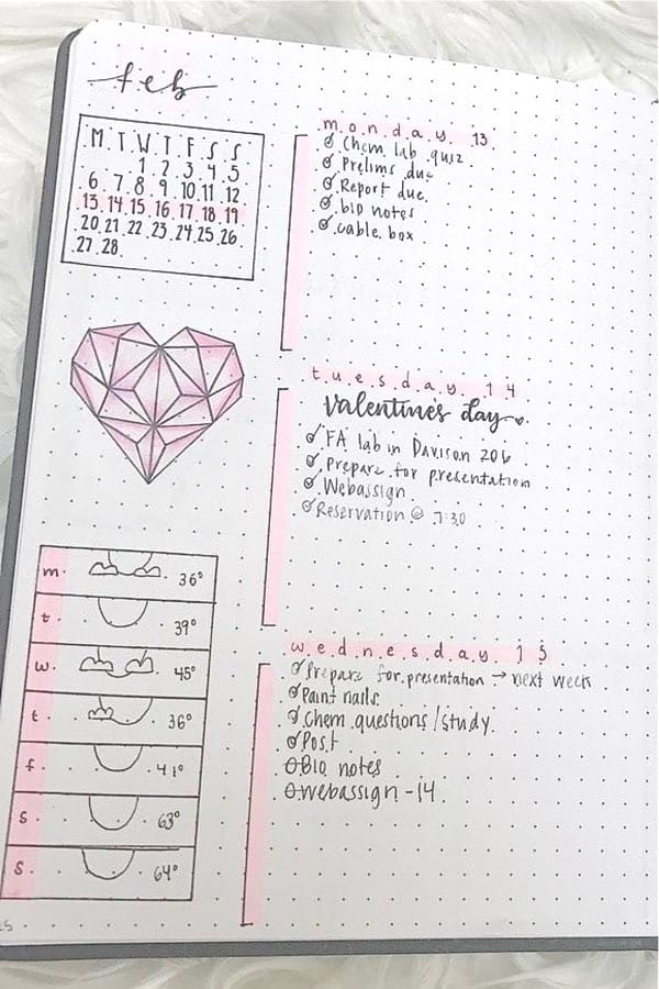 best heart theme bujo examples