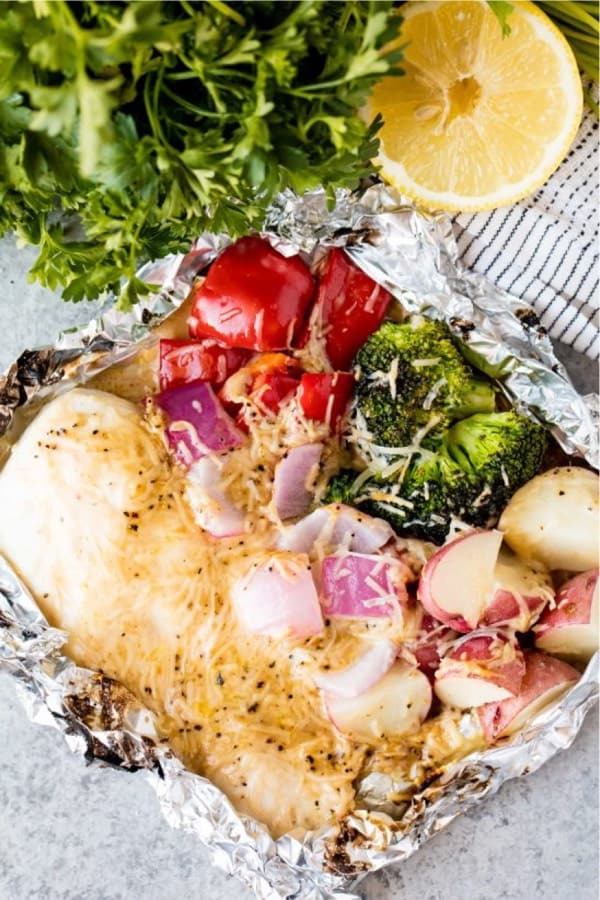 cheesy chicken recipe with tin foil packs