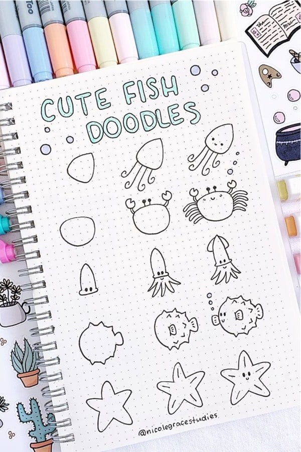 easy doodle ideas with fish