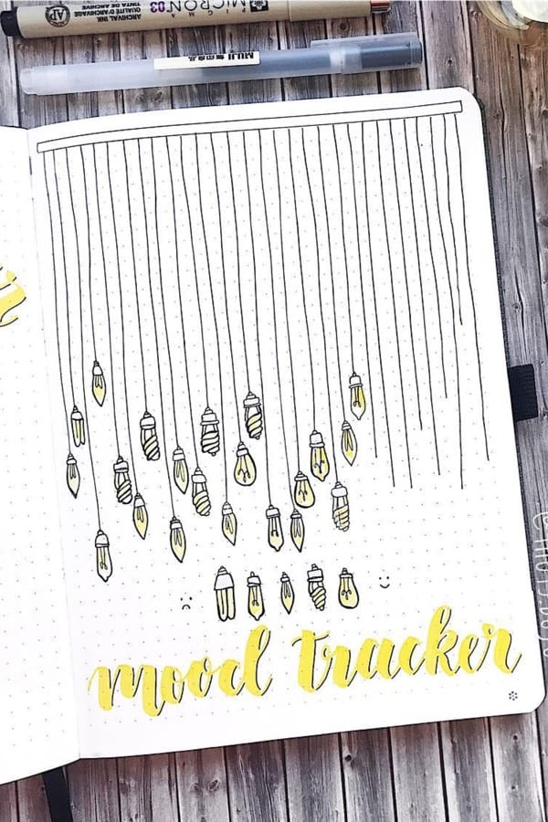 mood tracker with light bulb doodles