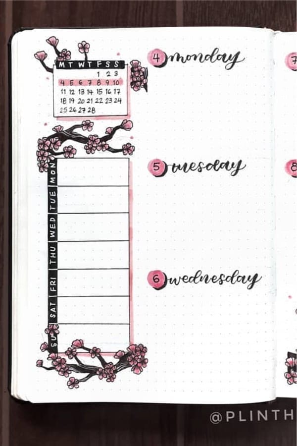 cherry blossom themed journal page