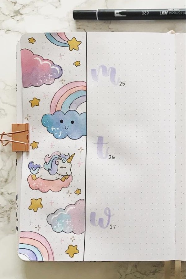 pastel colored bujo layout