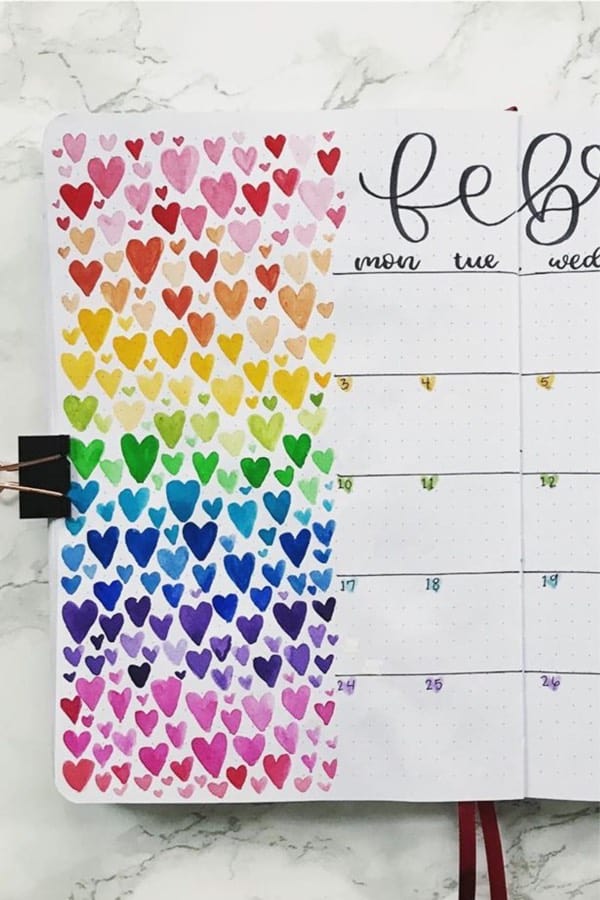 rainbow colored ideas for bujo