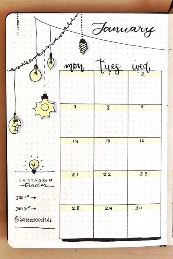 best journal theme with light bulb doodle