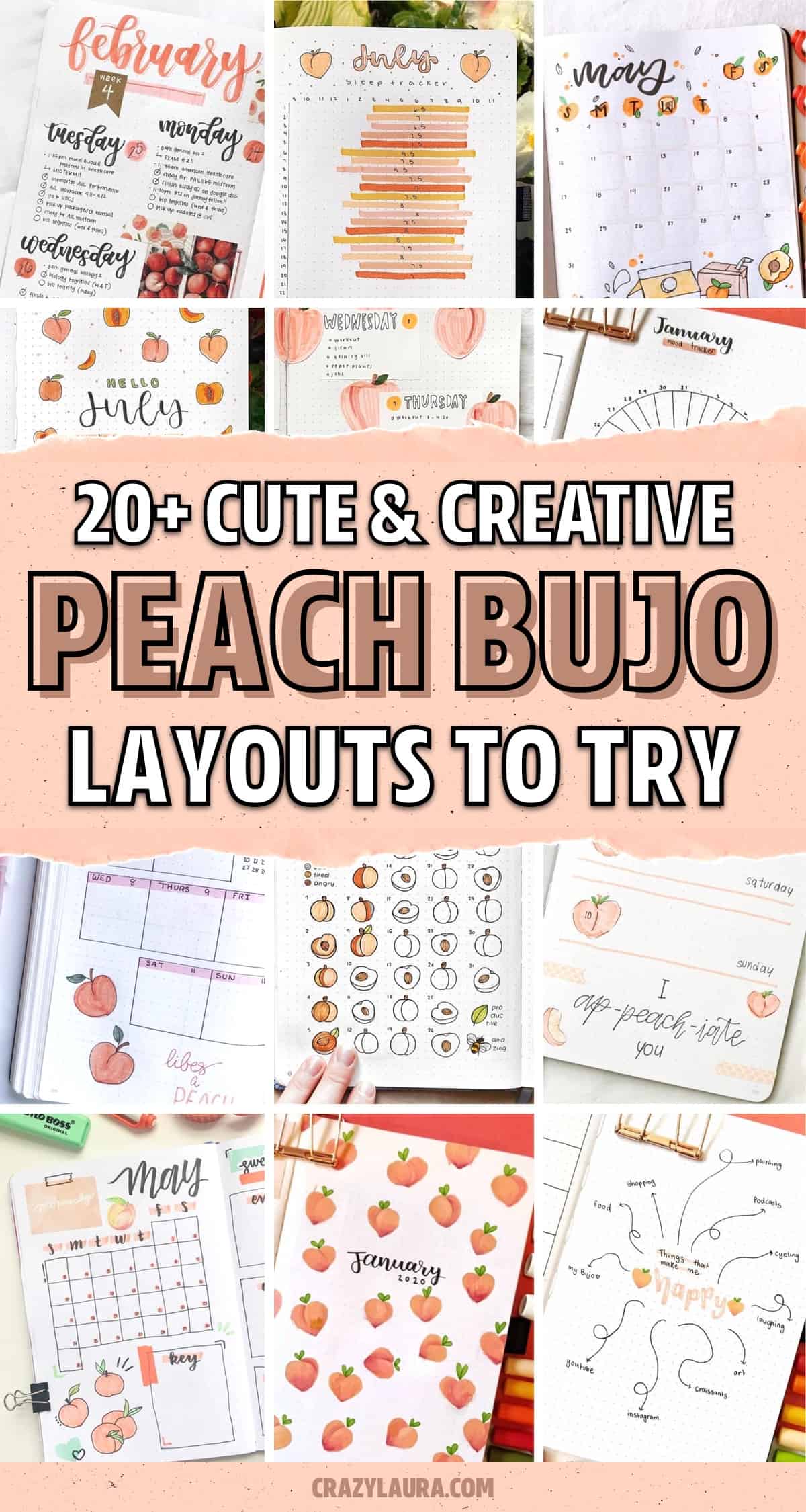 peach themed dot journal ideas