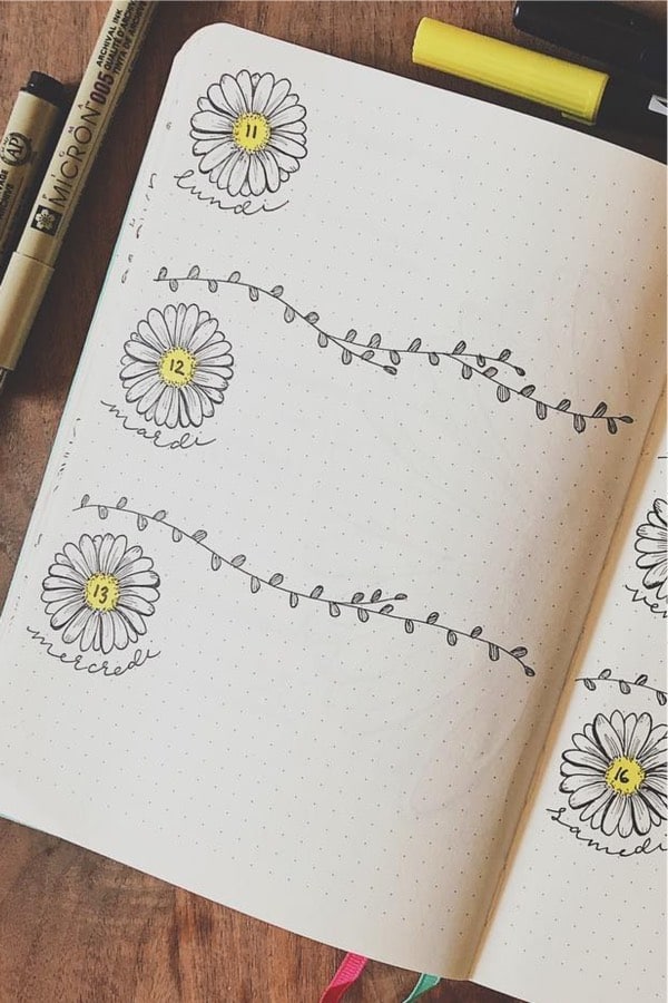 weekly spread with daisy theme