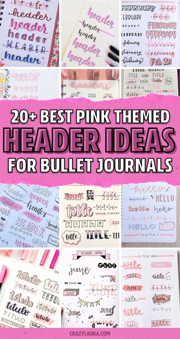 creative pink bujo title ideas