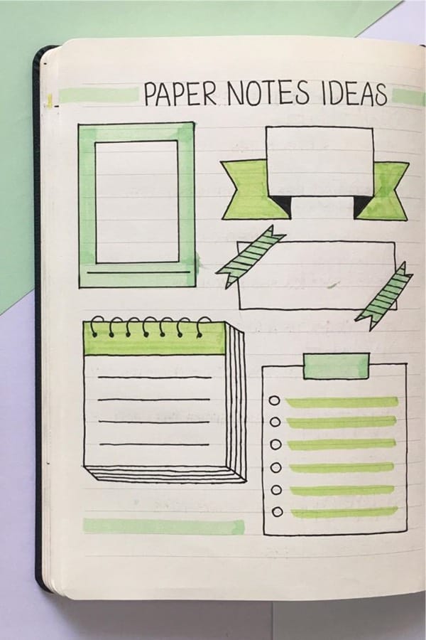 how to draw paper notes in journal