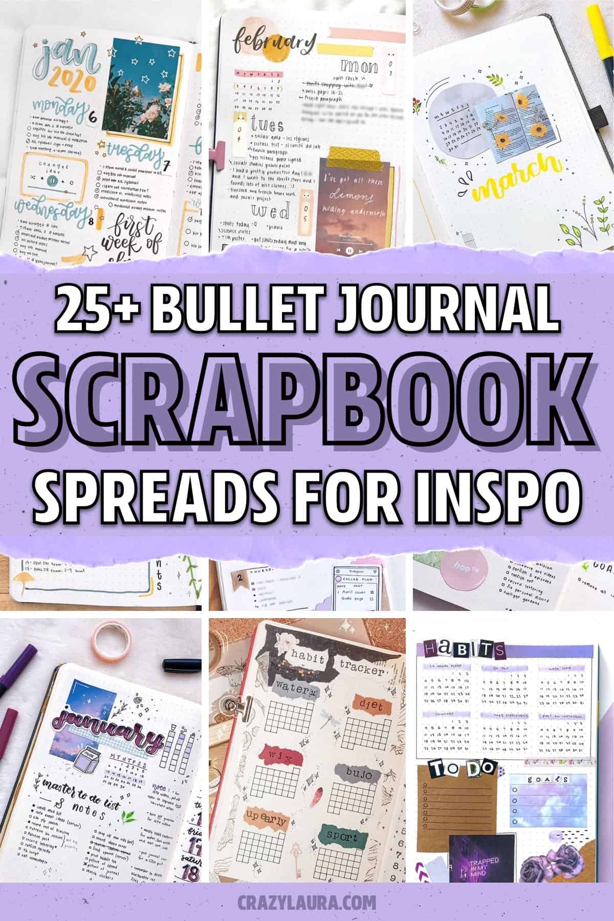 bujo pages with scrapbook decoration