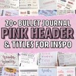 best pink themed bujo headers