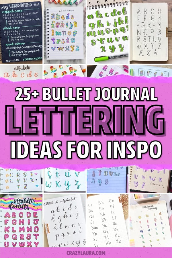 bullet journal lettering and font examples