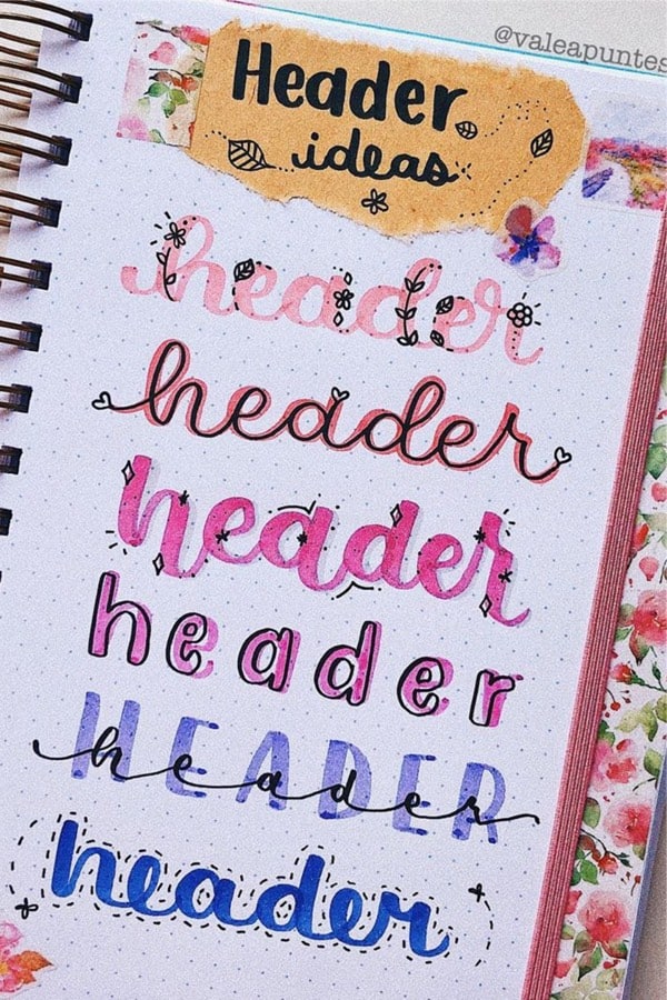 best bullet journal titles with pink flowers