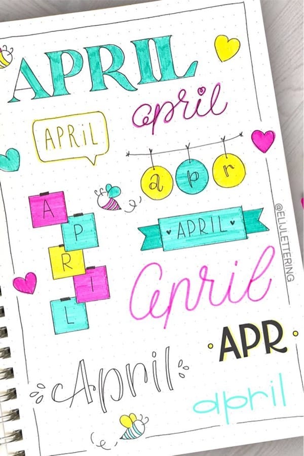bullet journal title examples for april