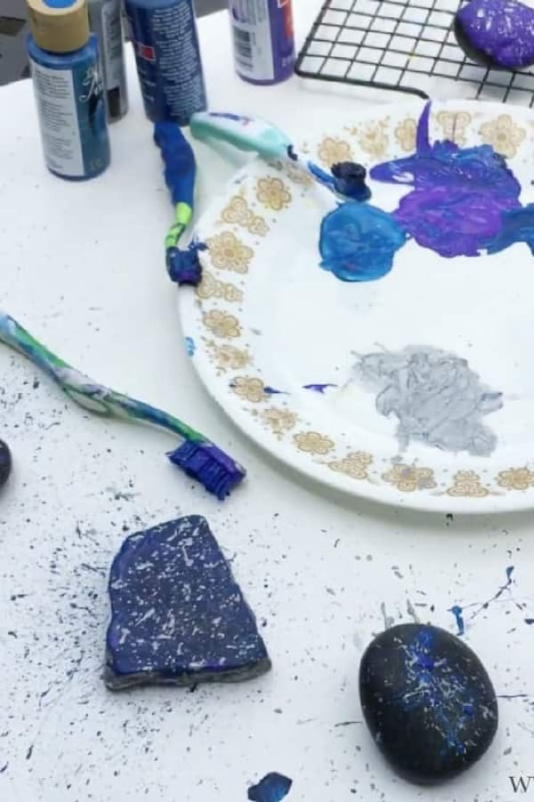 space themed painted rocks for kids