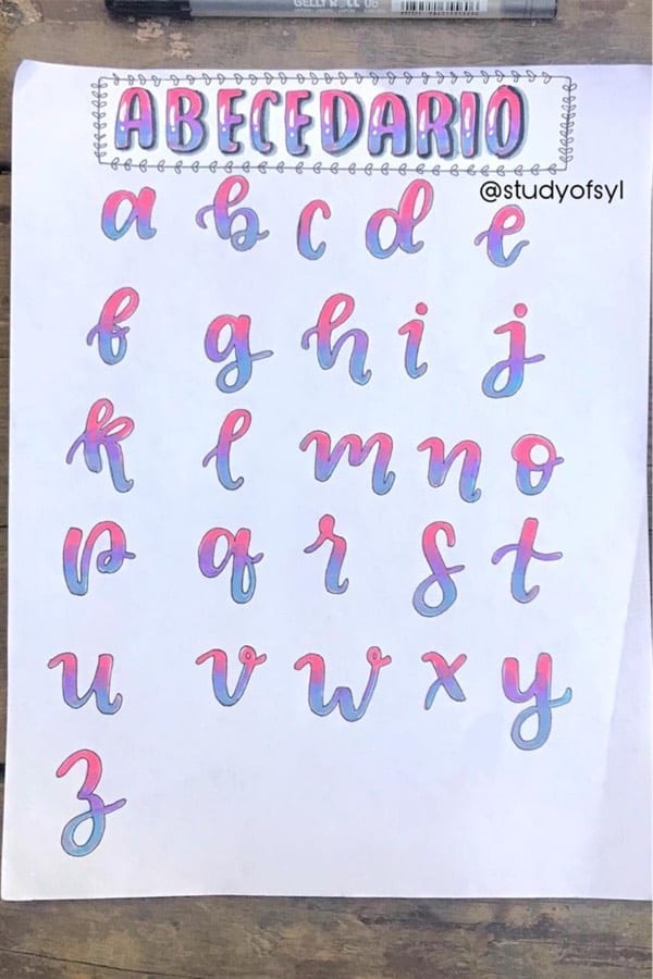 alphabet with gradient color scheme