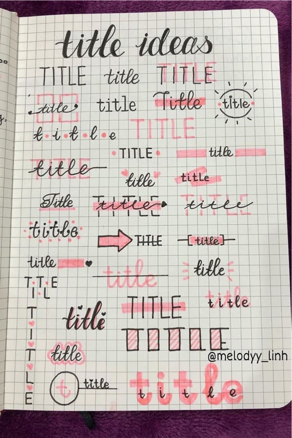bujo title ideas with pink colors