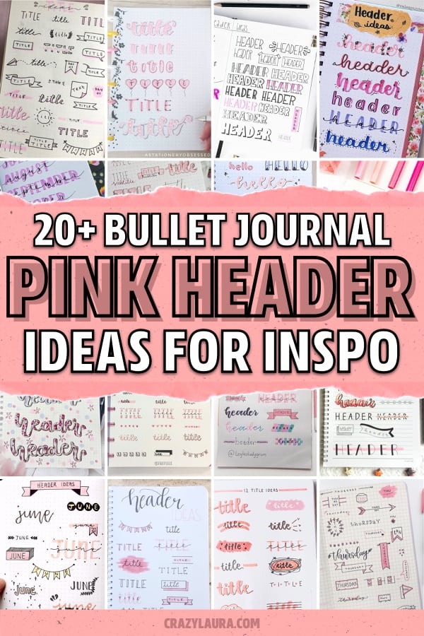cute bujo headers with pink theme