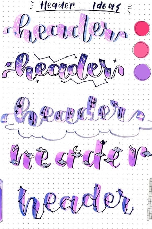 cute header ideas with purple